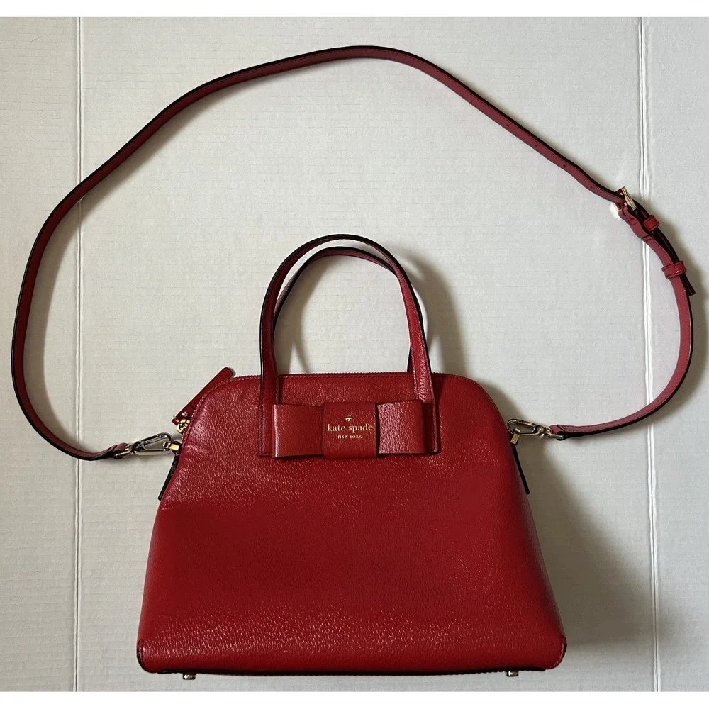KATE SPADE NEW YORK Maise Matthews Street Satchel - Red Handbag Purse &‎ Wallet